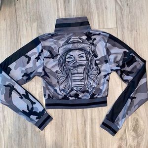 Camouflage Cropped Track Jacket
